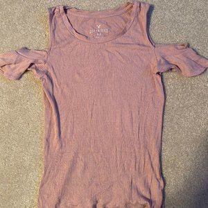 AE Pink Soft & Sexy Rib Cold Shoulder Tank XS